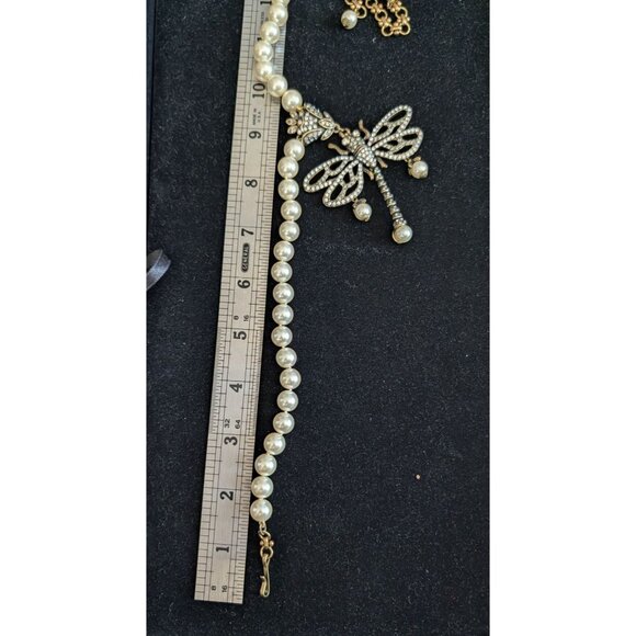 Heidi Daus Pearl Rhinestone Dragonfly Pendant Necklace - Picture 13 of 15